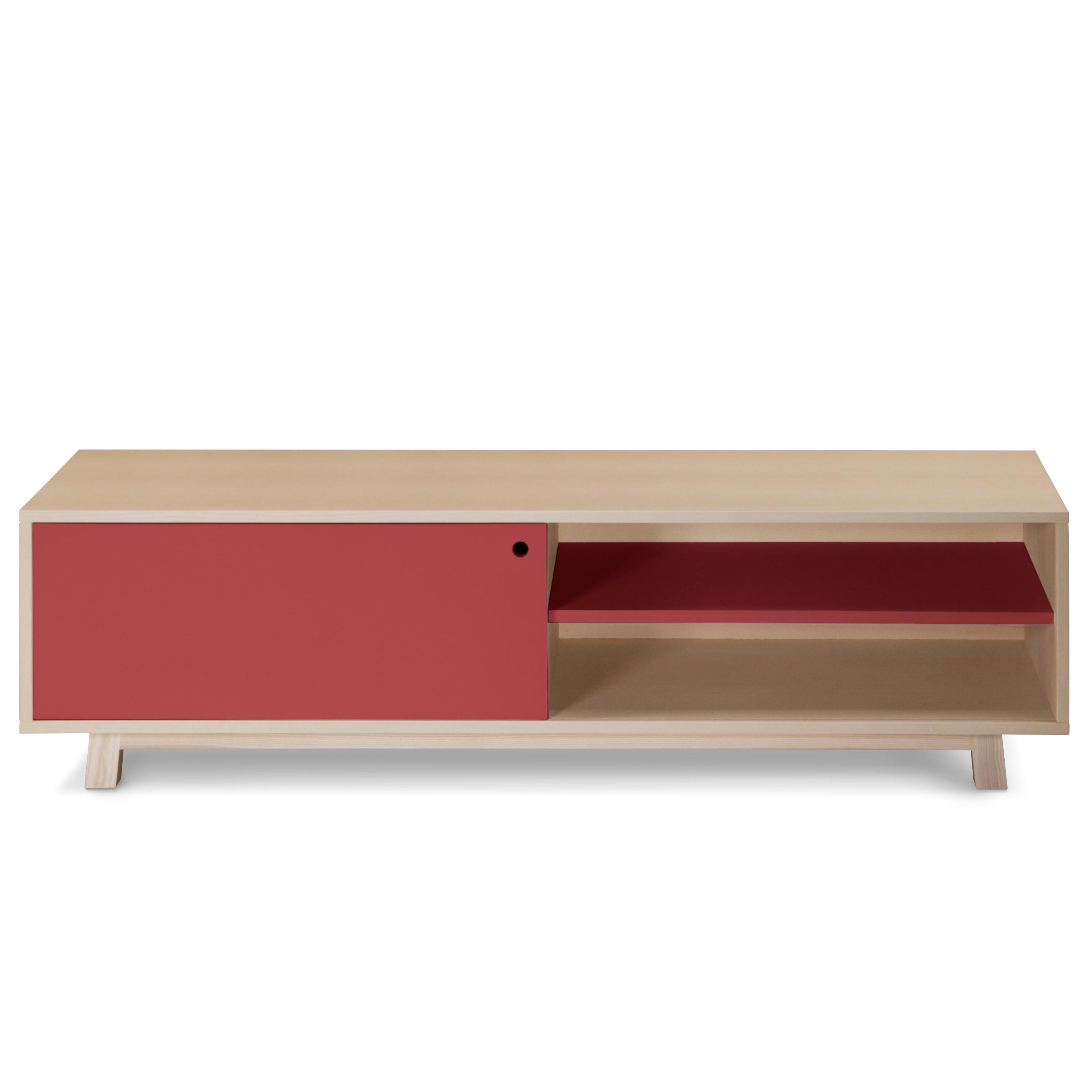 Lacquered TV Cabinet with 1 sliding door, Design Eric Gizard, Paris, 11 colours available For Sale