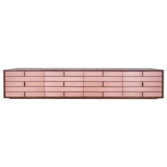 TV Cabinet With Real Copper Doors And Walnut Veneer