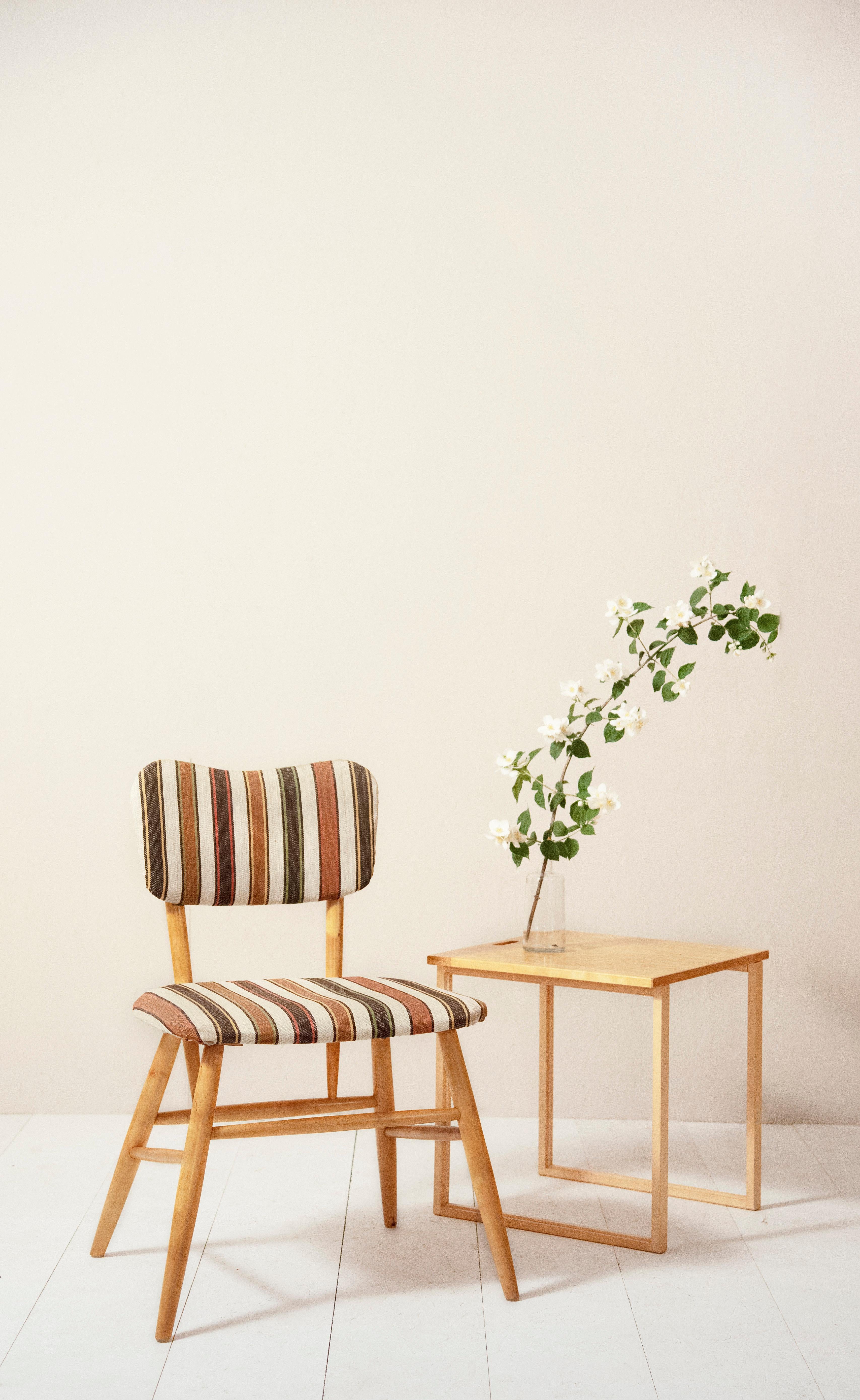 'TV' chair with colorful striped fabric attributed to Swedish designer Alf Svensson, produced in Sweden in the 1950s.

An armchair with a clear mid-century Swedish expression, made with a wooden frame and original fabric of the time.

The