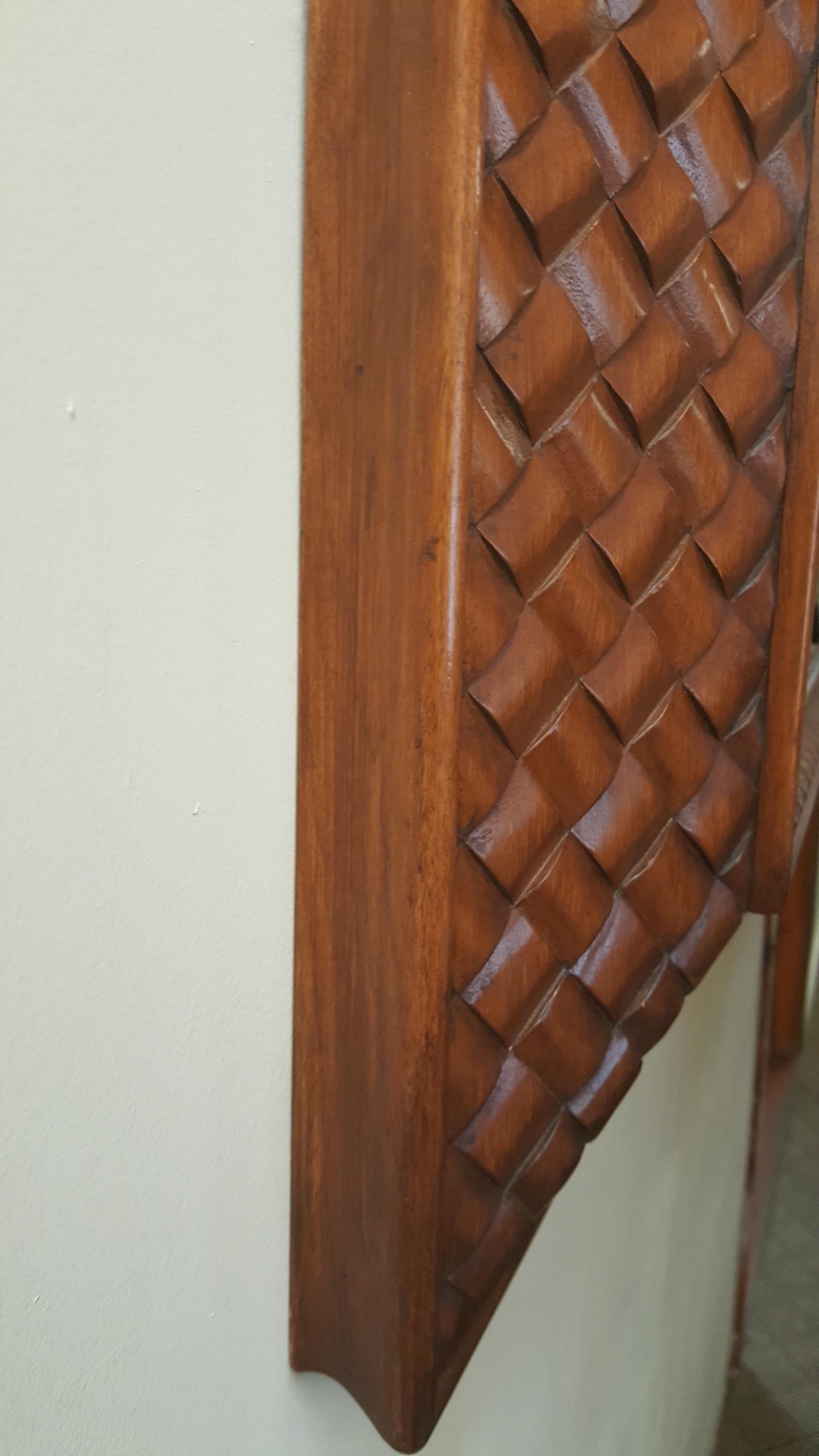 American TV Mirror Hand Carved Woven Frame For Sale