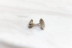TV Square Shape Debossed Cufflinks Handcrafted in 14Kt White Gold