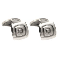 TV Square Shape Debossed Cufflinks Handcrafted in 14Kt White Gold
