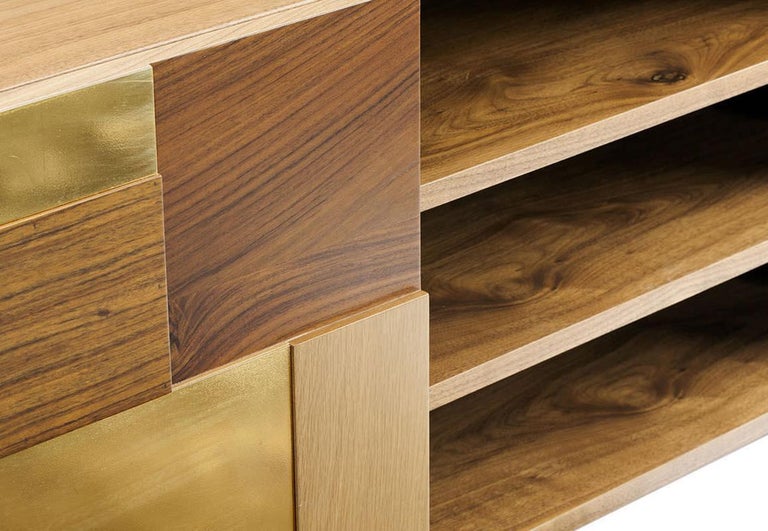 Tv Stand Form in Wood and Brass For Sale at 1stDibs