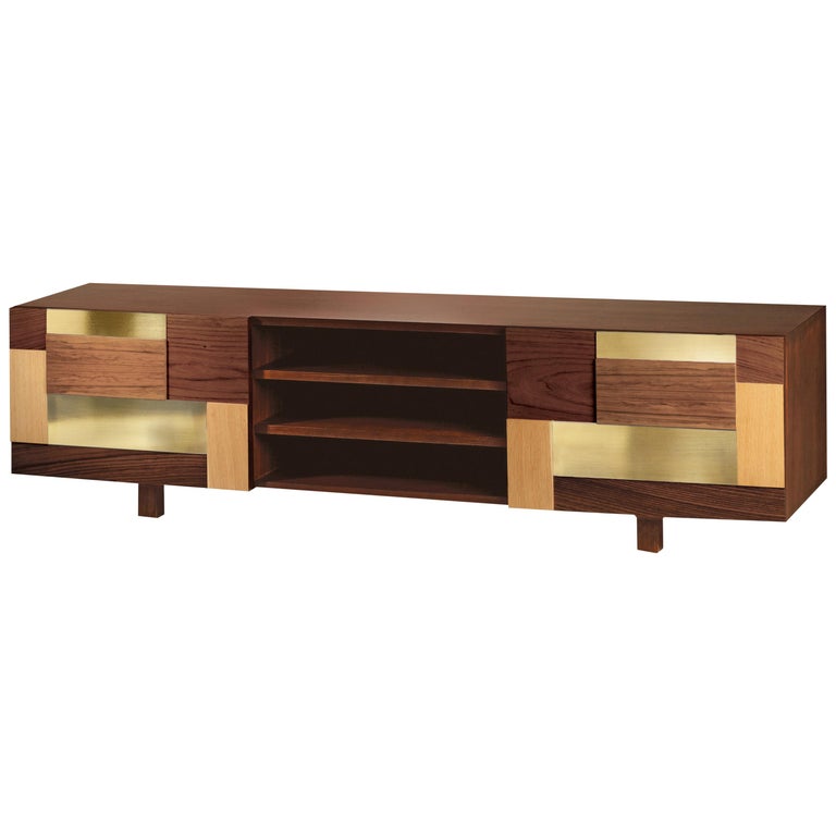 Tv Stand Form in Wood and Brass For Sale at 1stdibs