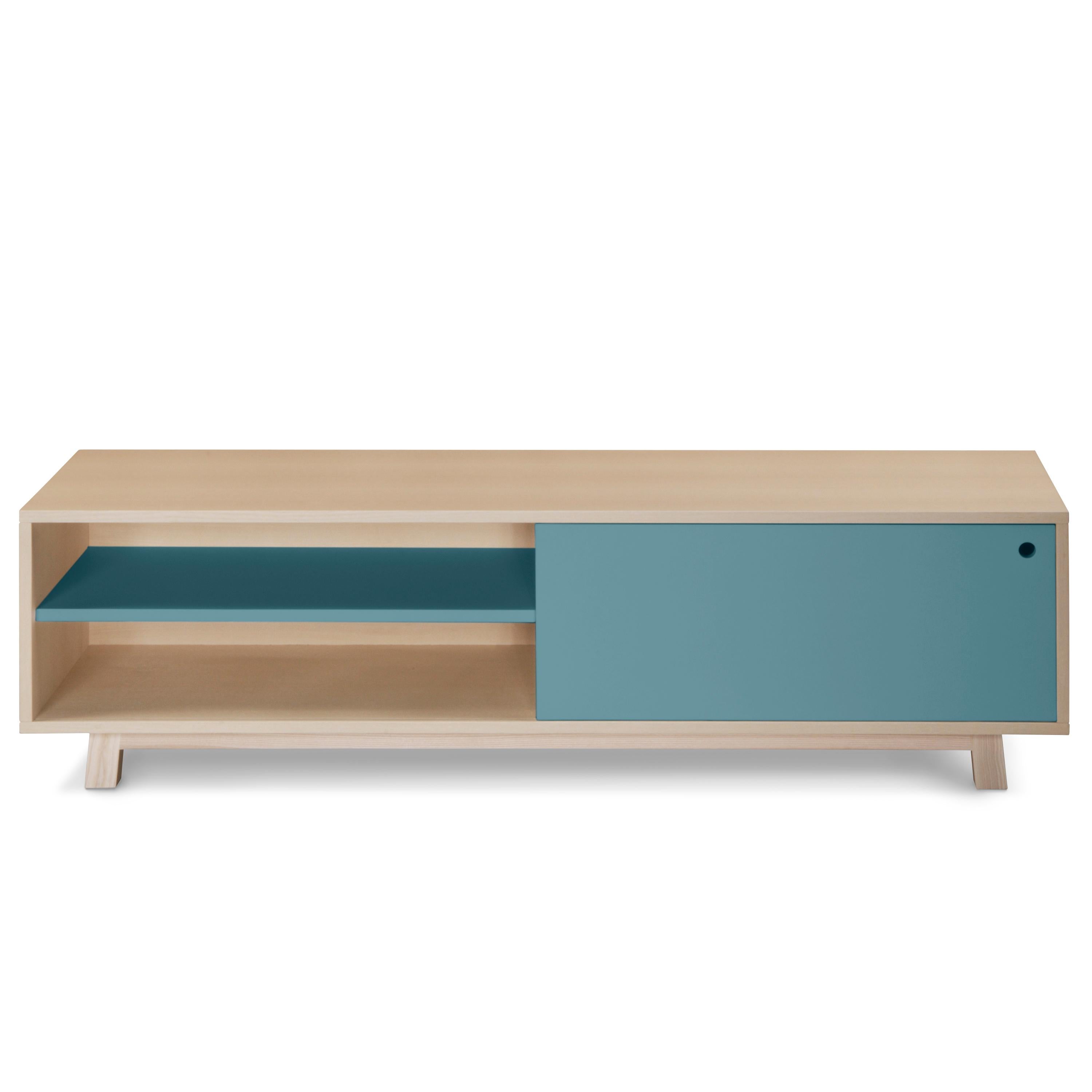 Scandinavian Modern TV cabinet with 1 sliding door, design Eric Gizard, Paris - 11 colours available For Sale