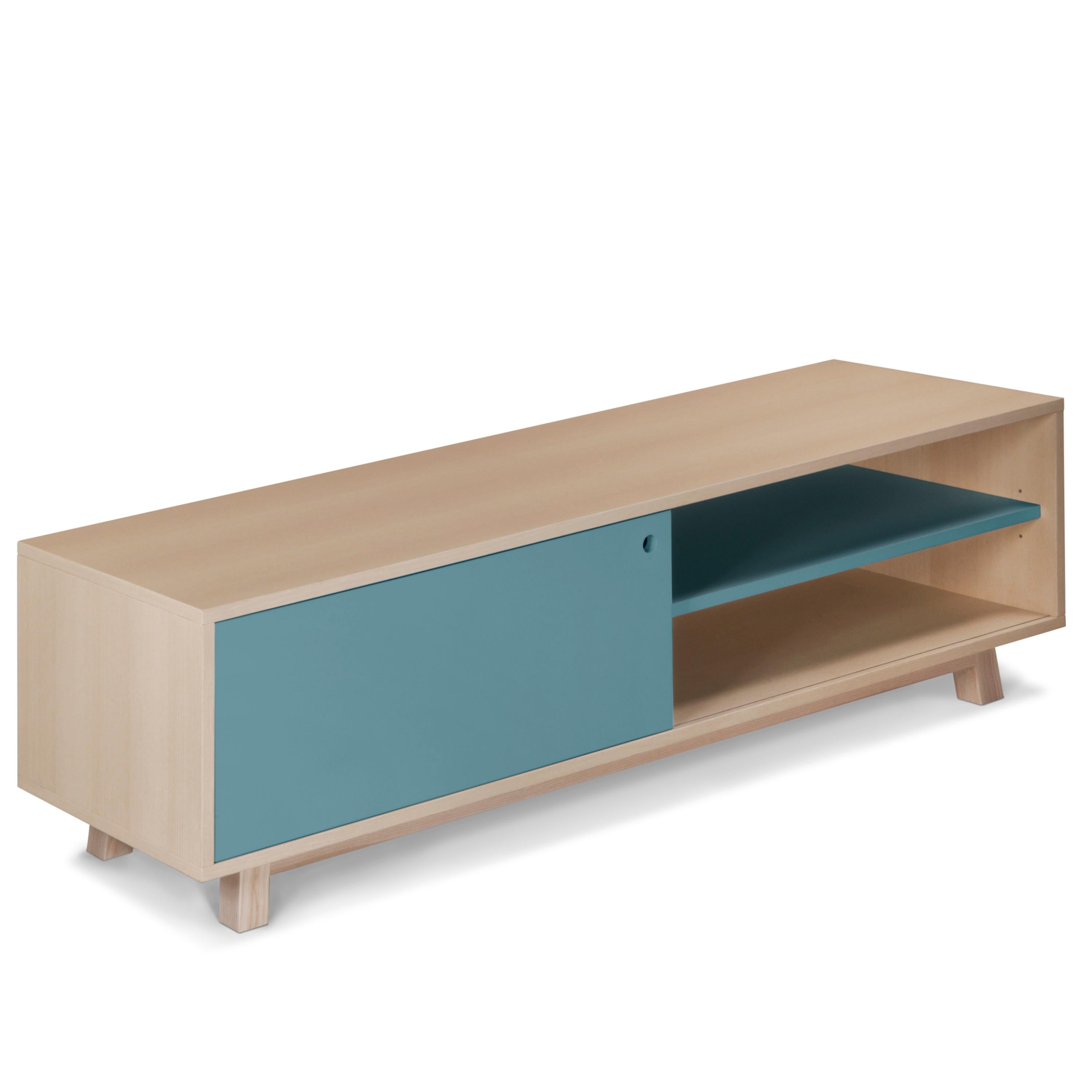 French TV cabinet with 1 sliding door, design Eric Gizard, Paris - 11 colours available For Sale