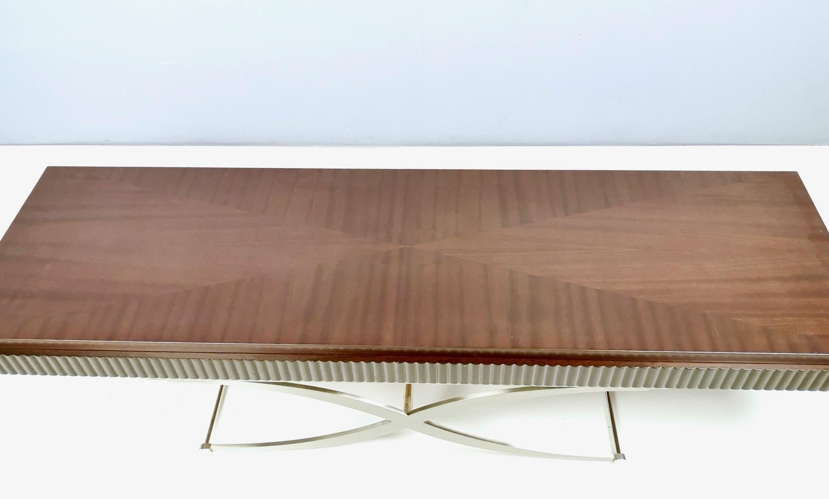 Soporte de TV/Mesa auxiliar de Italo900 con tablero de madera y estructura de acero, Italia 2010 Acero en venta