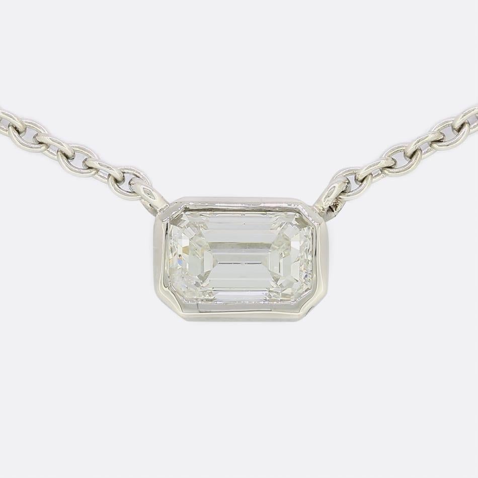 Taille émeraude TVJ Pendentif diamant taille émeraude 0,51 carat en vente