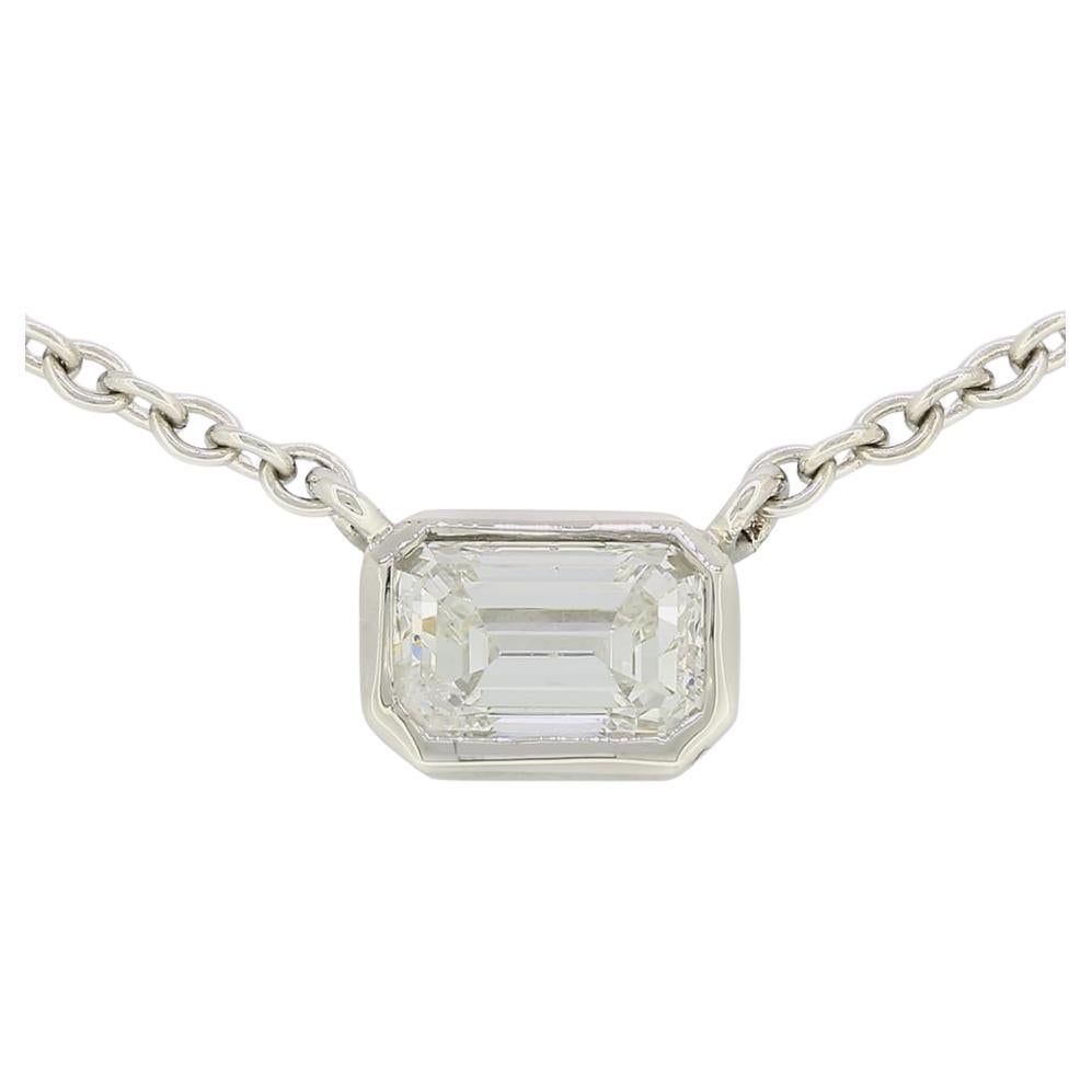 TVJ 0.51 Carat Emerald Cut Diamond Pendant