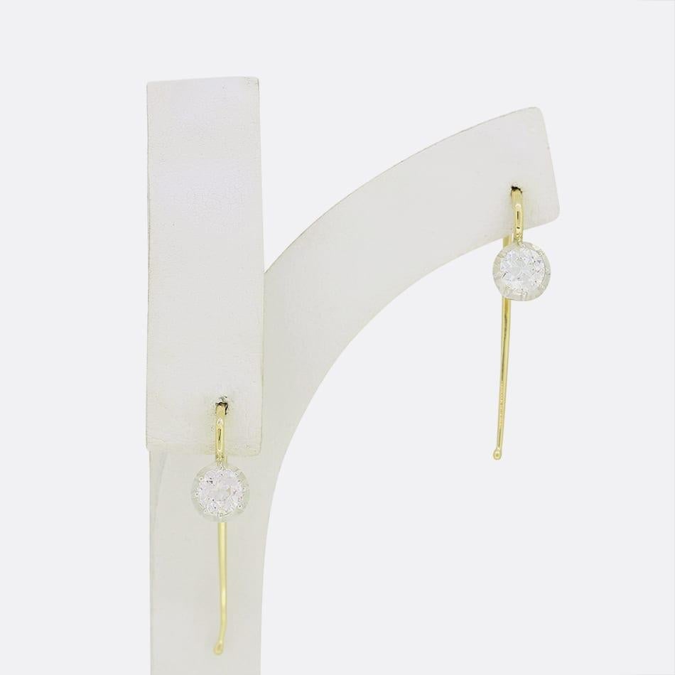 Georgien Boucles d'oreilles TVJ 0,80 carat diamant taille ancienne en vente