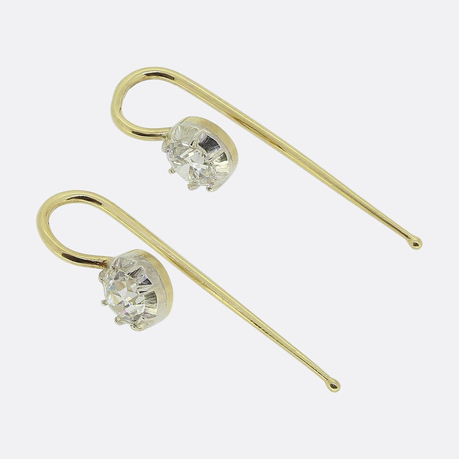 TVJ Pendientes de diamantes talla antigua de 0,80 quilates Georgiano en venta