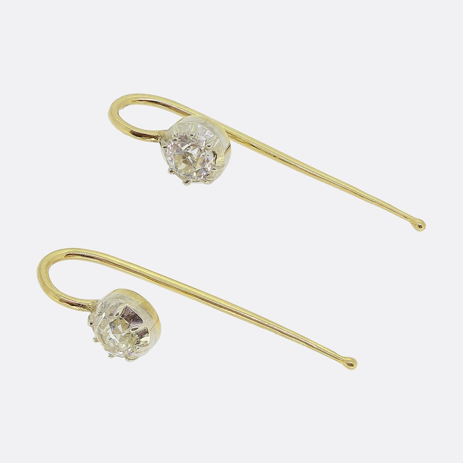 TVJ Pendientes de diamantes talla antigua de 0,80 quilates Georgiano en venta