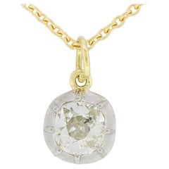 TVJ 0.81 Carat Cushion Cut Diamond Pendant