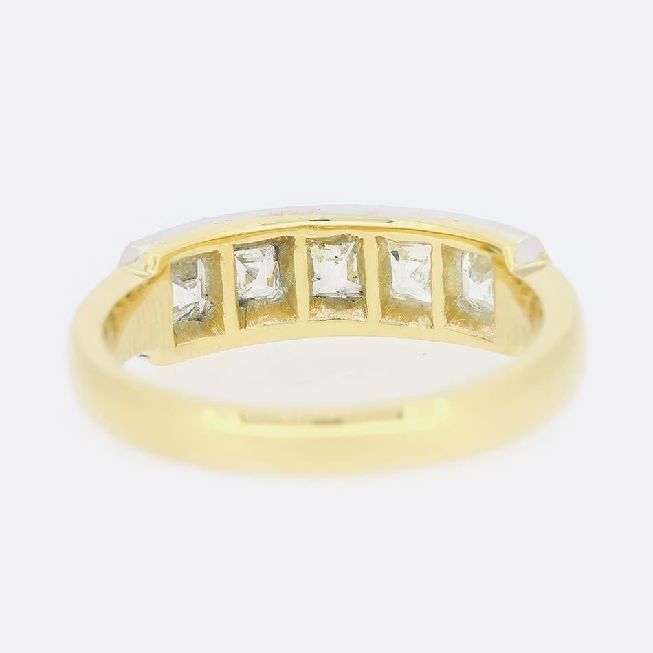 TVJ 0.90 Carat Asscher Cut Diamond Five Stone Ring In Good Condition For Sale In London, GB