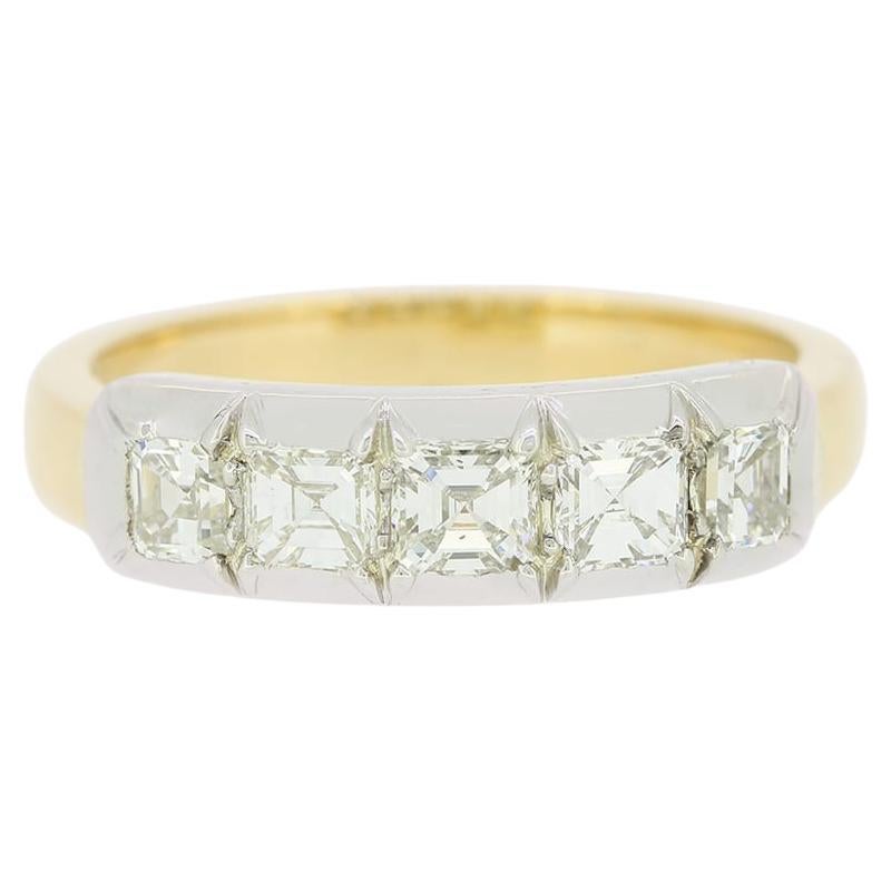 TVJ 0.90 Carat Asscher Cut Diamond Five Stone Ring