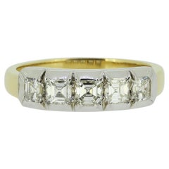 TVJ 0,90 Karat Asscher Cut Diamant Fünf-Stein-Ring