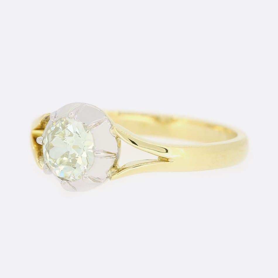 Georgien Bague solitaire TVJ avec diamant taille coussin de 0,94 carat en vente