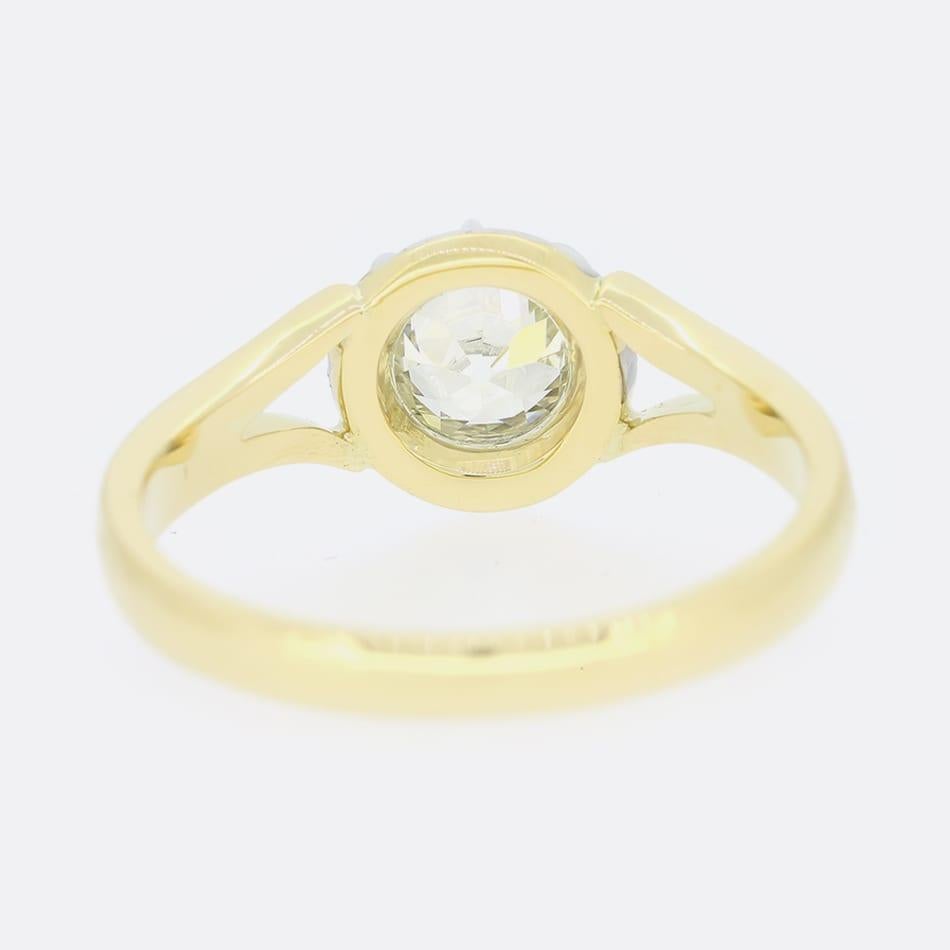 Bague solitaire TVJ avec diamant taille coussin de 0,94 carat Bon état - En vente à London, GB