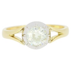 Bague solitaire TVJ avec diamant taille coussin de 0,94 carat