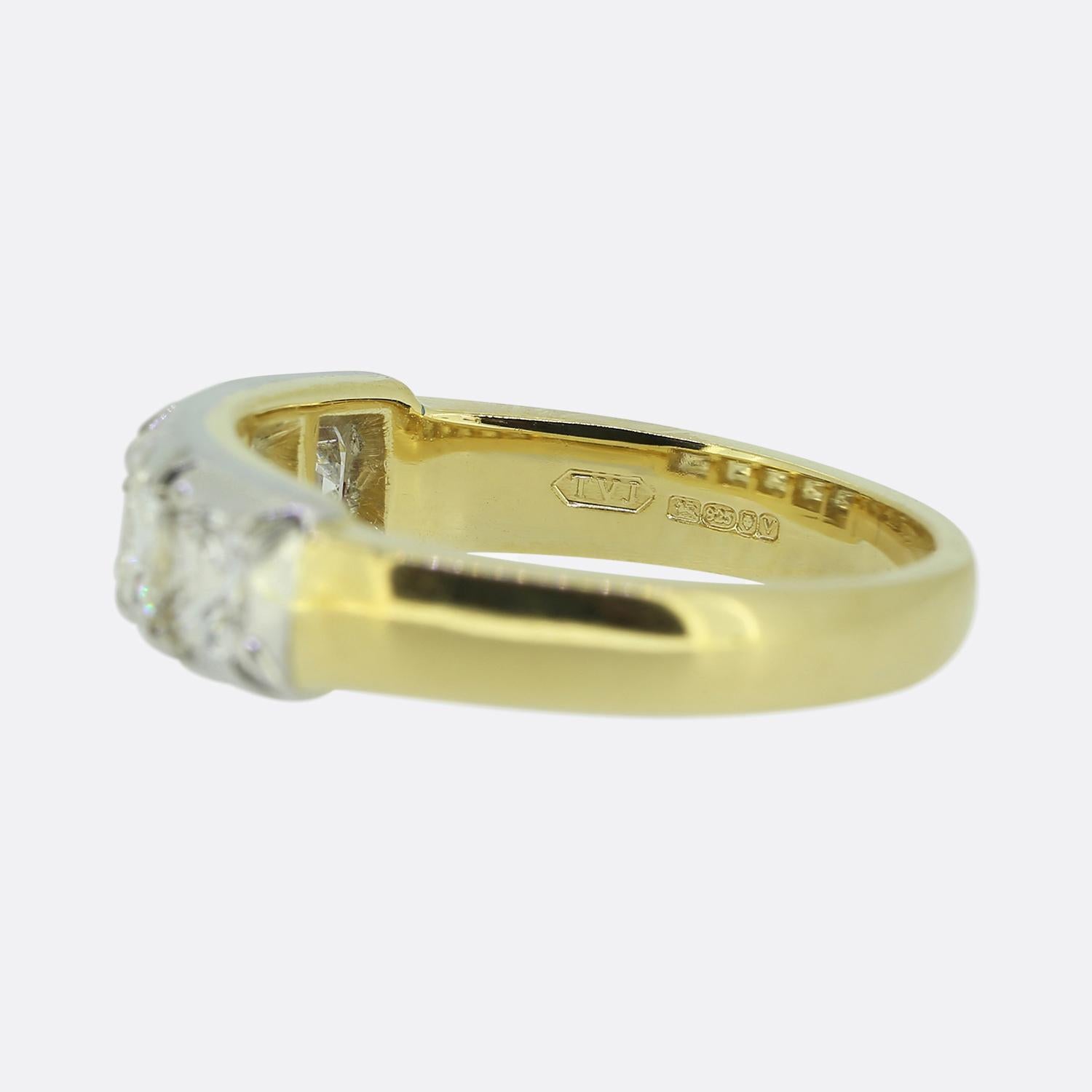 TVJ 1.00 Karat Asscher Cut Diamant Fünf-Stein-Ring im Zustand „Gut“ im Angebot in London, GB