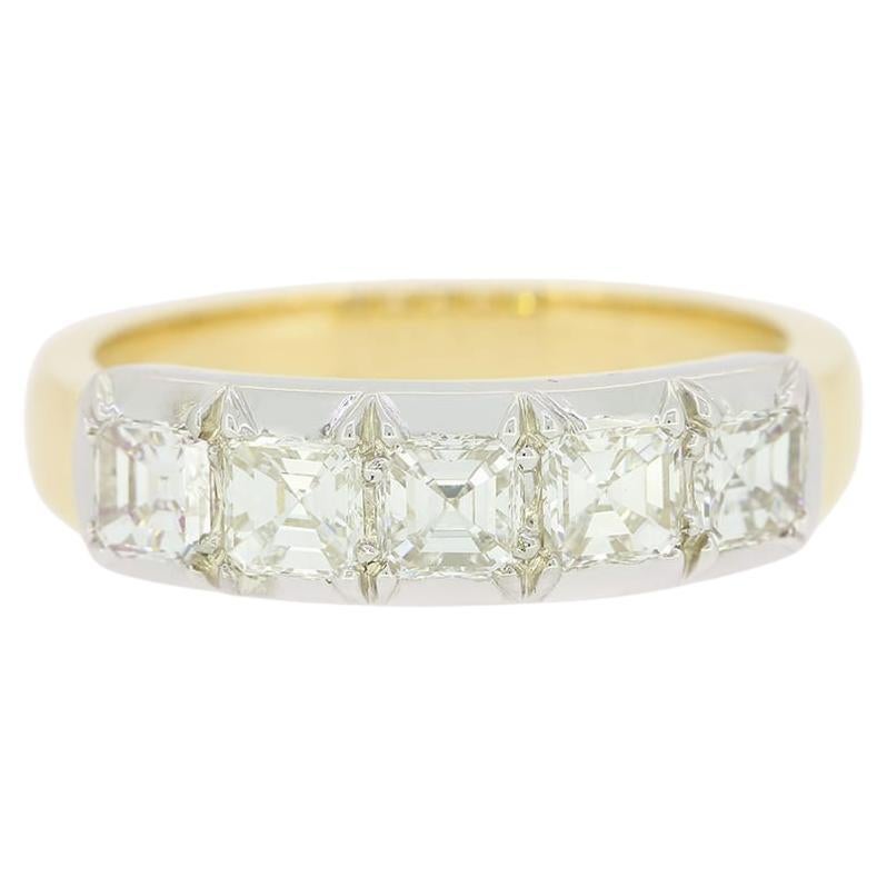 TVJ 1.00 Carat Asscher Cut Diamond Five Stone Ring For Sale