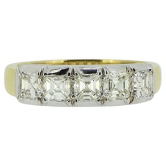 TVJ 1.00 Karat Asscher Cut Diamant Fünf-Stein-Ring