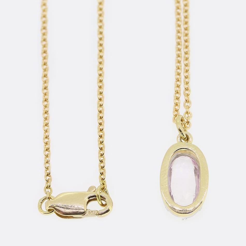 Georgian TVJ 1.08 Carat Oval Pink Topaz Pendant For Sale