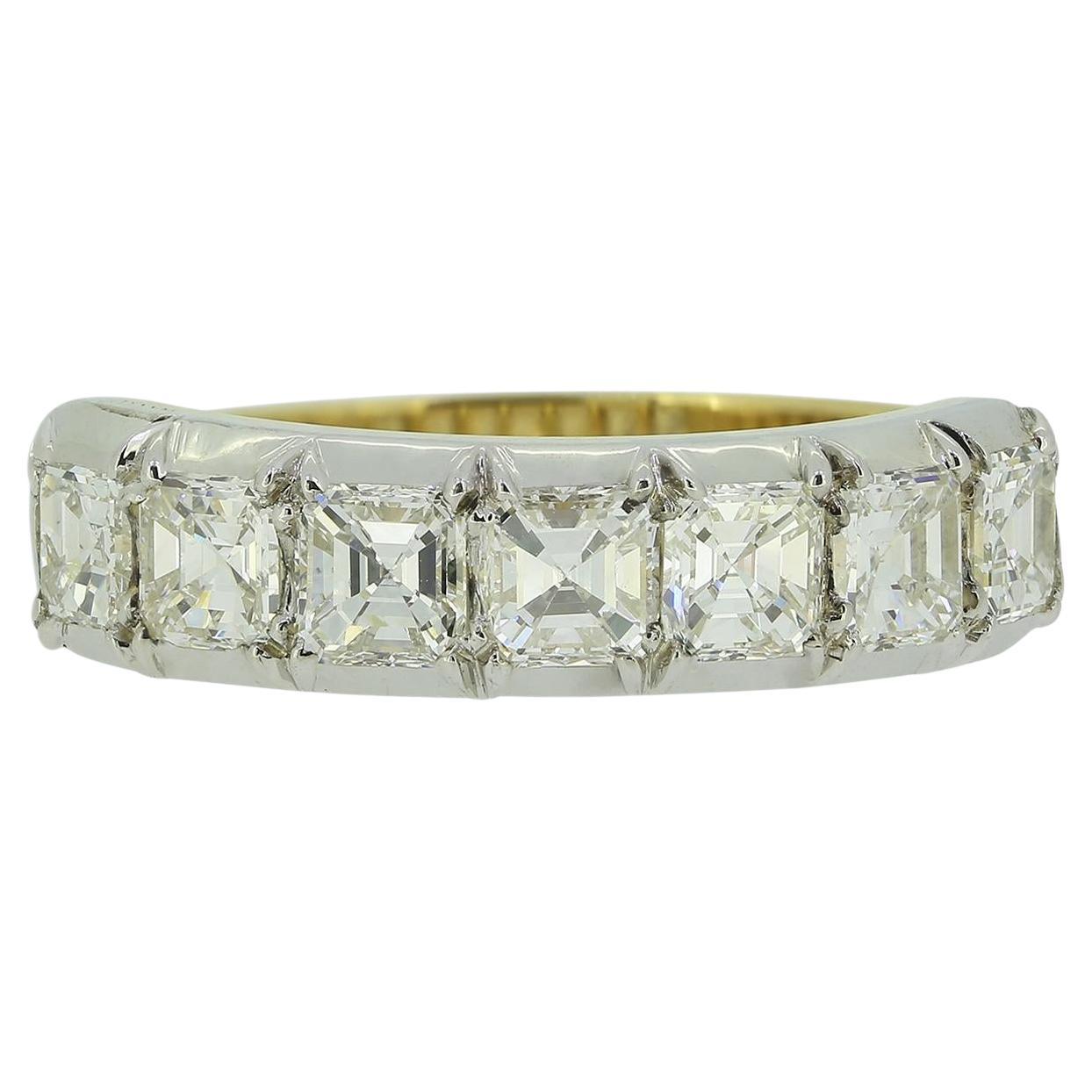 TVJ 1,40 Karat Asscher-Schliff Diamant Sieben-Stein-Ring