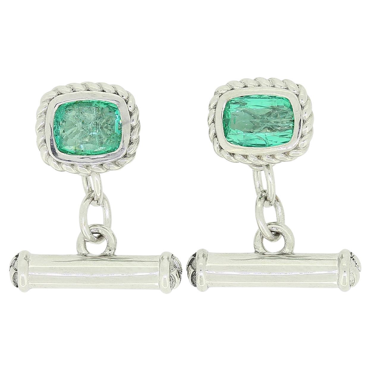 Gemelli TVJ con smeraldo taglio cuscino