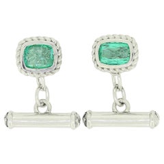 TVJ Cushion Cut Emerald Cufflinks