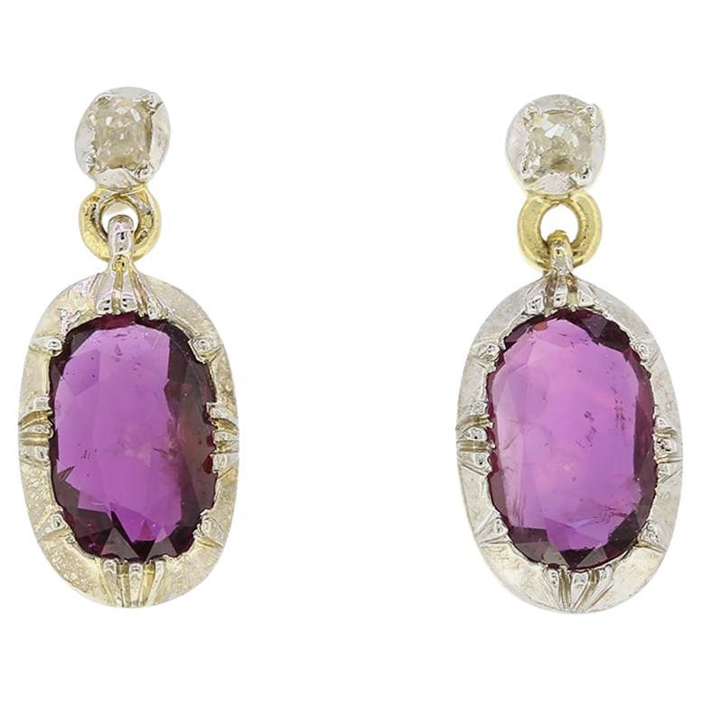 TVJ Ruby and Diamond Drop Earrings