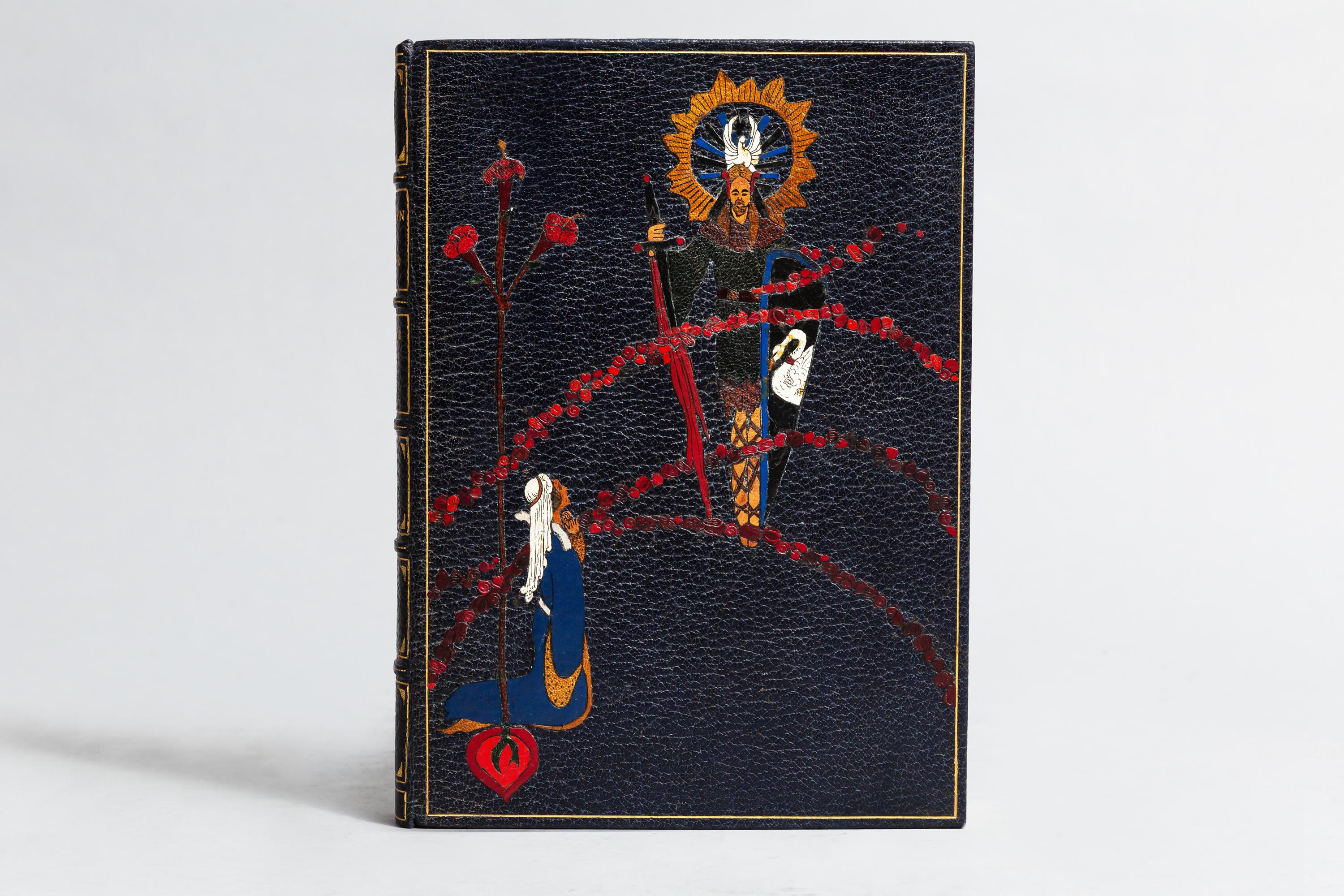 1 volume. 

T.W. Rolleston. 

The Tale Of Lohengrin. Knight Of The Swan After The Drama of Richard Wagner.

Illustrated in color by Willy Pogany. Bound in full blue Morocco with multi-colored inlays on the front cover by Bayntun, all edges