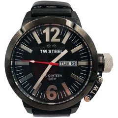 TW Steel Black PVD Day Date Black on Black Leather Quartz Men's Watch CE1032