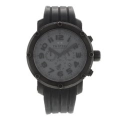 TW Reloj de cuarzo TW129 de acero inoxidable chapado en PVD negro con cronógrafo para caballero