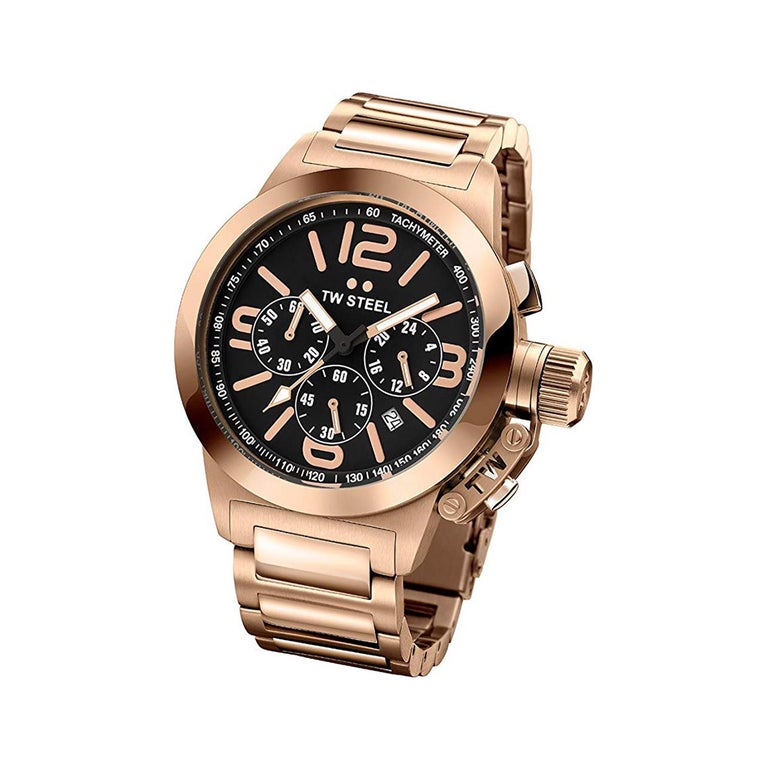 TW Steel Canteen Chronograph Black Dial Rose Gold-Tone Steel Men's Watch  TW307 at 1stDibs
