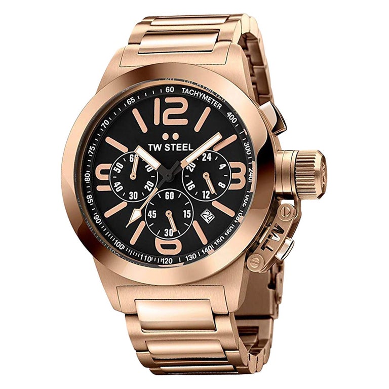 TW Steel Canteen Chronograph Black Dial Rose Gold-Tone Steel Men''s Watch  TW307 at 1stDibs