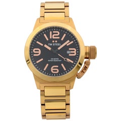 TW Steel Canteen Rose Gold-Plated Stainless Steel Black Dial Men's Watch TW311
