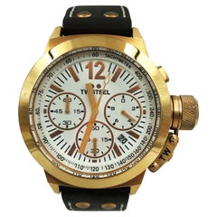 TW Steel CEO Canteen Gold-Plated White Dial Leather Quartz Men's Watch CE1019R