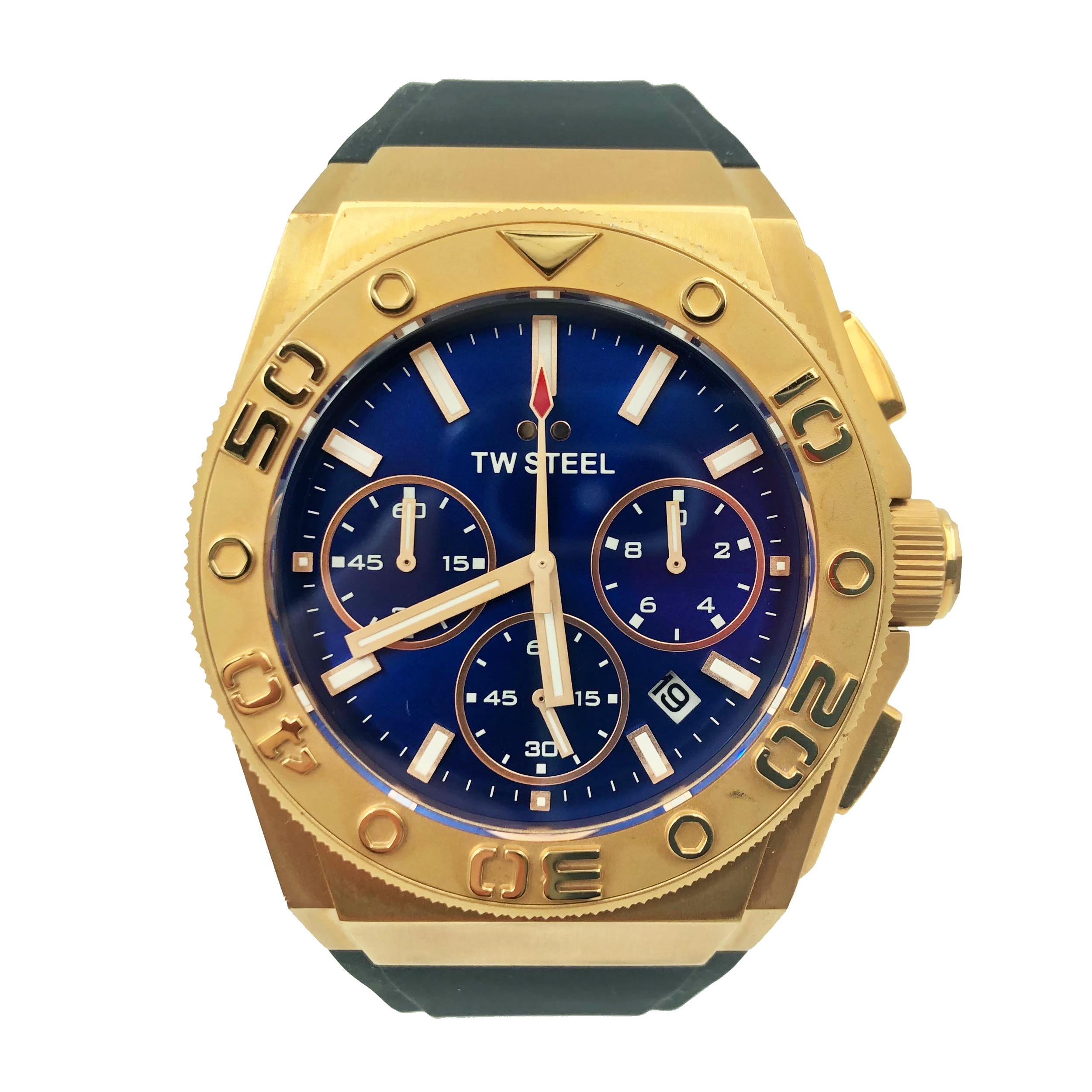 Timepiece has some scratches and dings on the left side of the case.
Details:
Model Number CE5010
Brand TW Steel
Department Men
Band Color Blue
Dial Color Blue
Case Color Yellow
Display Analog
Dial Style Non-Numeric Hour Marks
Case Size 43 mm
Watch