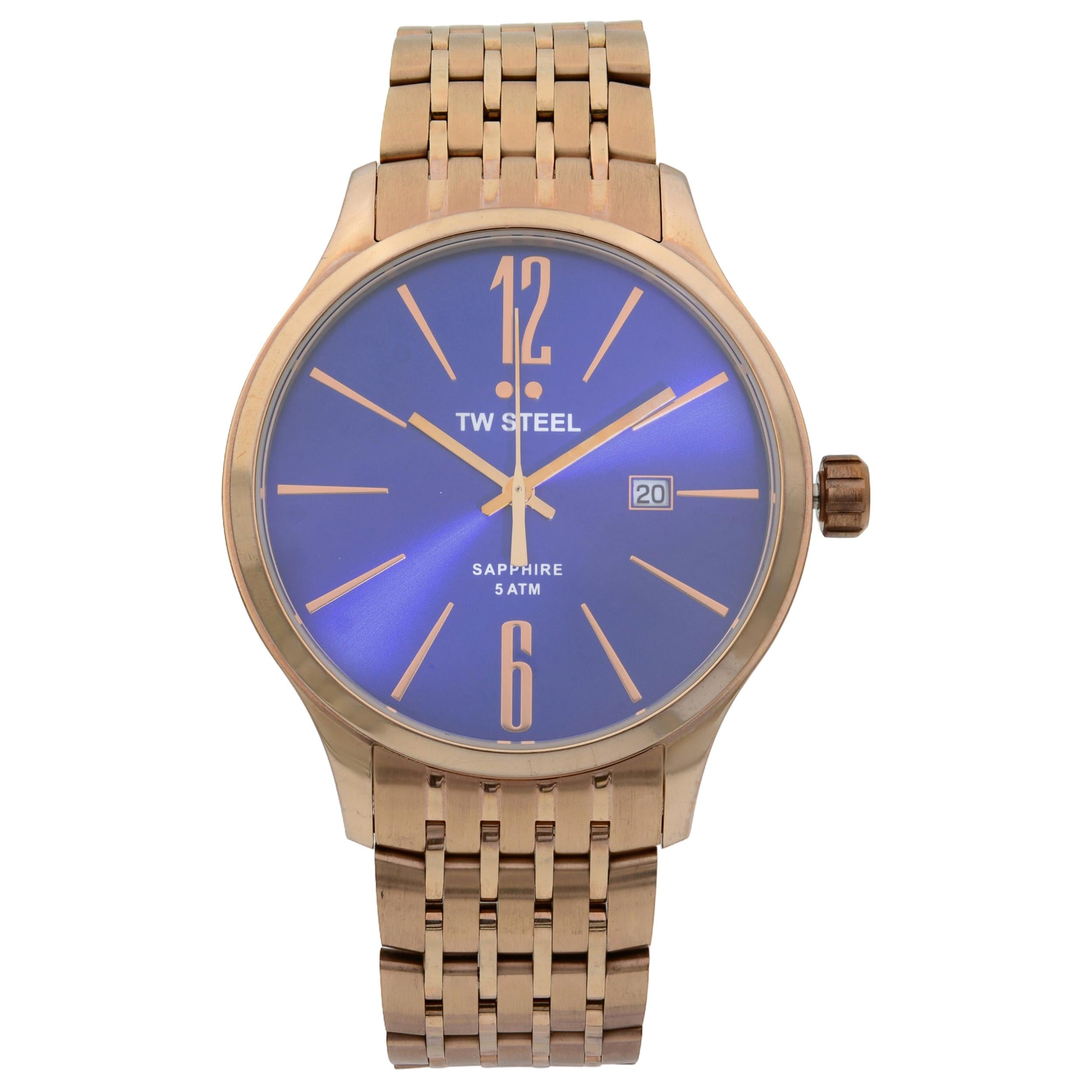 TW Steel Gold-Plated Slimline Blue Dial Quartz Men's Watch TW1309