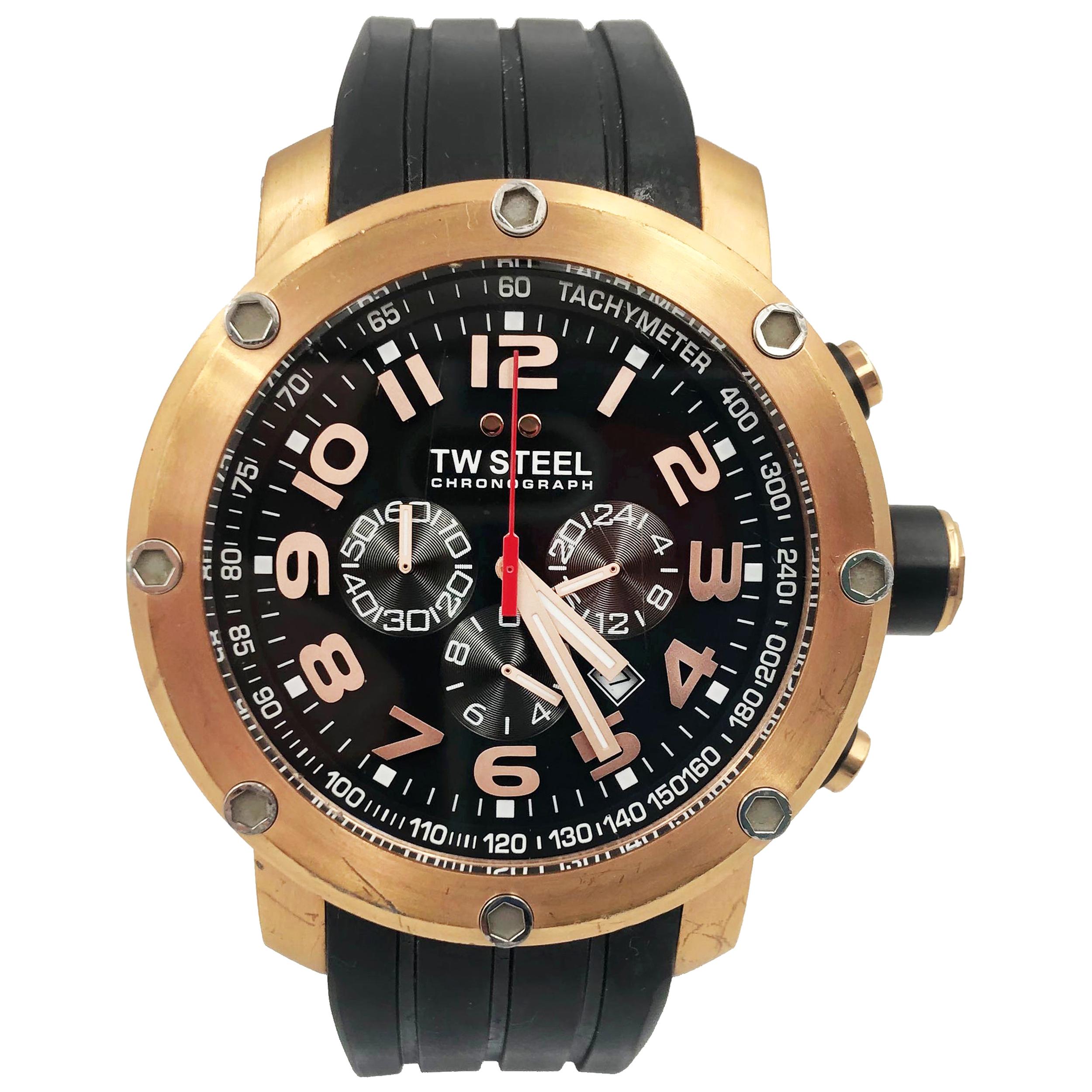 TW Steel Grandeur Tech Gold-Plated Black Dial Quartz Men's Watch TW131