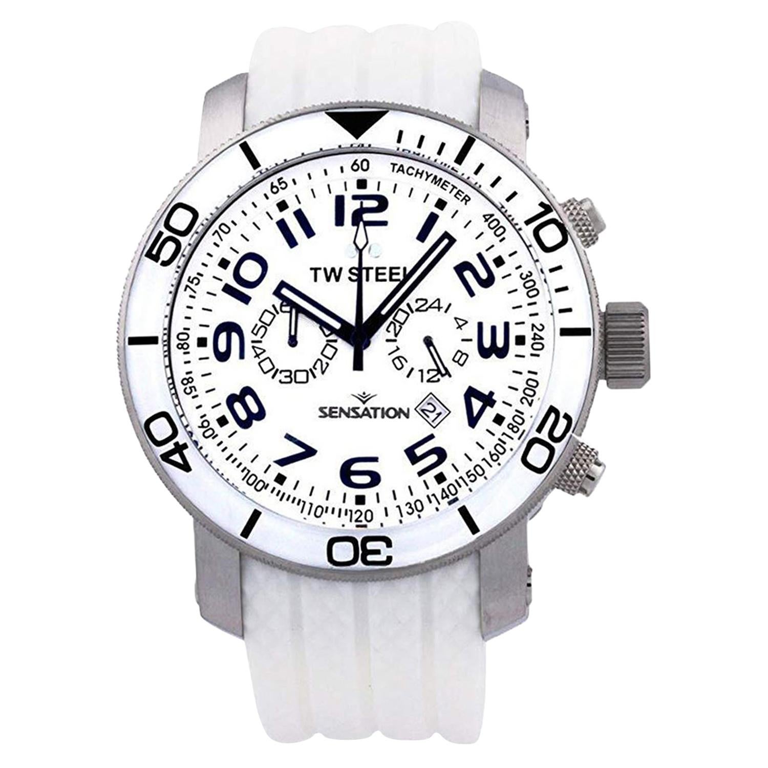TW-Steel Grandeur White Dial Chronograph White Rubber Men
s Watch TW835
