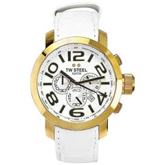 Used TW Steel Men's 'Grandeur' Quartz Gold-Tone and Leather Casual Watch TW55