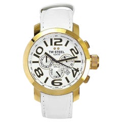 TW Steel Men's 'Grandeur' Quartz Gold-Tone and Leather Casual Watch TW55