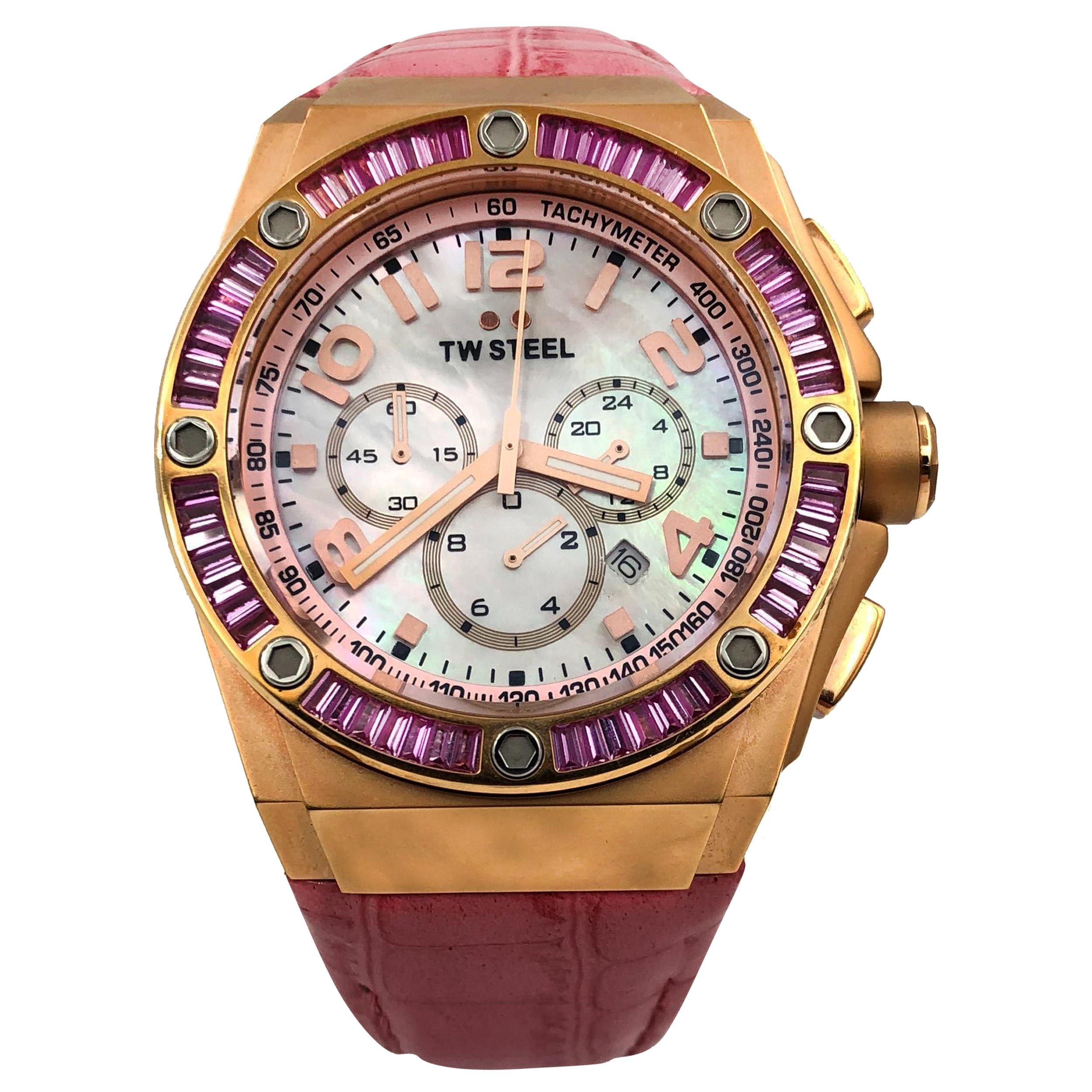 TW Steel Pink MOP Arabic Dial Quartz Kelly Rowland Edition Men's Watch CE4006