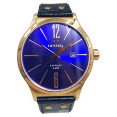 Used TW Steel Slim Line Rose Gold Stainless Steel Blue Dial Quartz Mens Watch TW1305