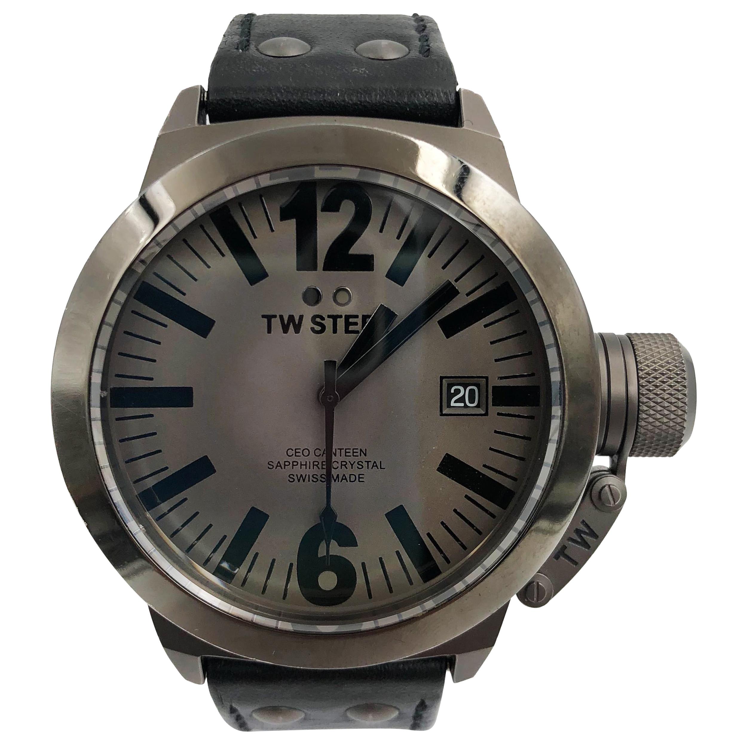TW Steel Titanium PVD CEO Canteen Sapphire Gray Dial Quartz Men's Watch CE1051