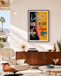 TWA Las Vegas 1950s Airline Travel Advertising Poster, David Klein