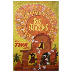 Vintage TWA Los Angeles 1960s Travel Poster, Klein