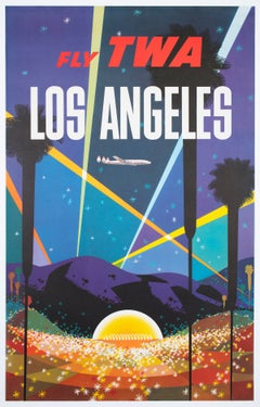 TWA Los Angeles c1958 Airline Travel Poster, David Klein